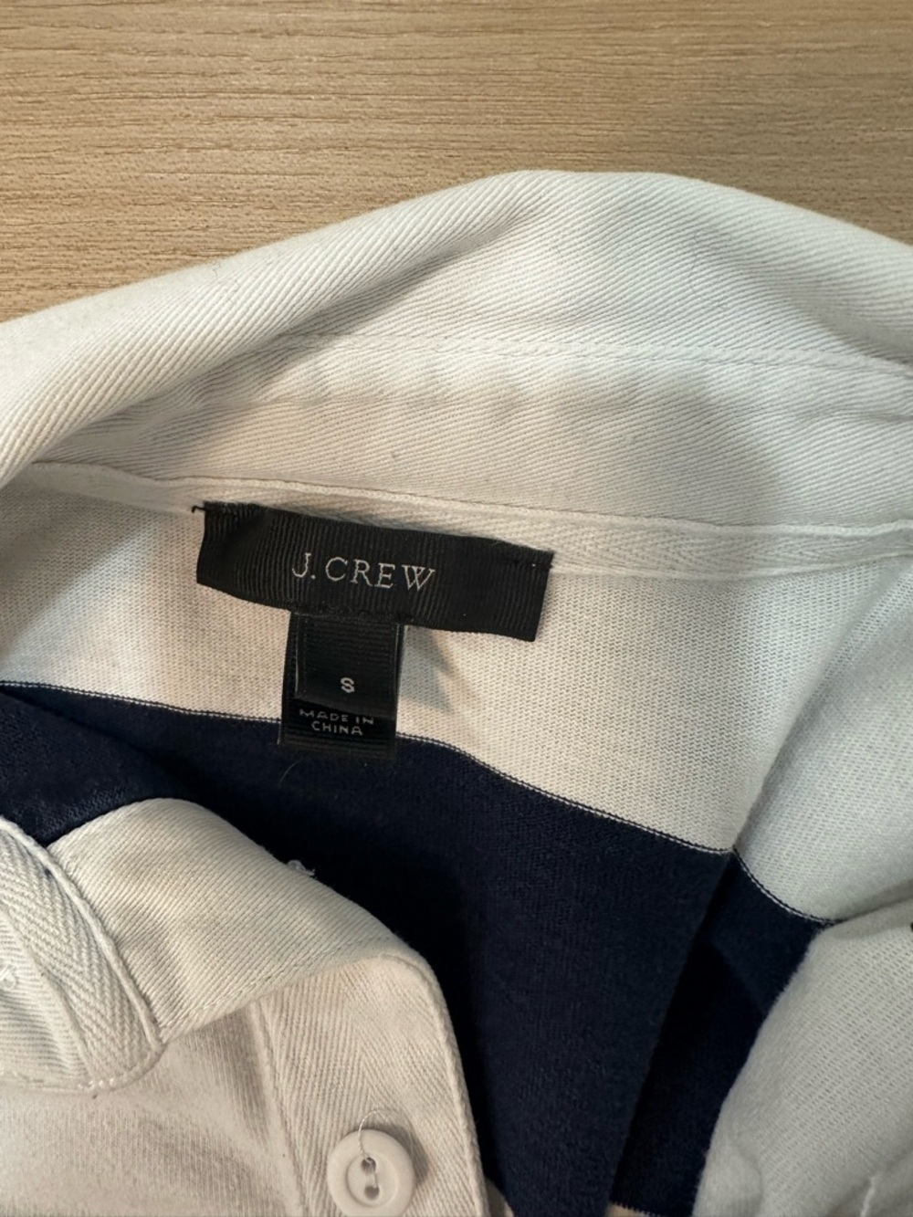 JCrew Striped Rugby Polo Shirt in Navy and White - Picture 2 of 2